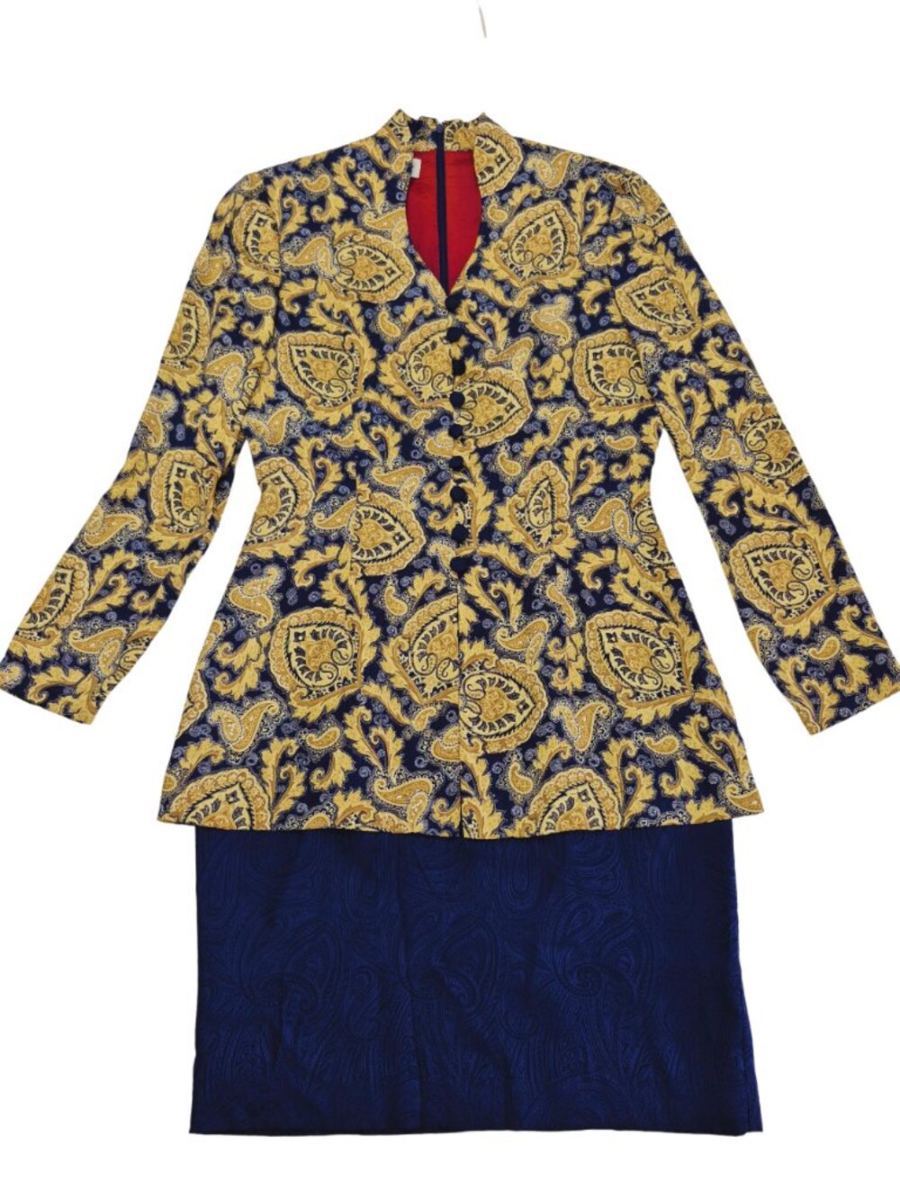 Vintage Adrianna Papell 100% Silk 2 Pc Floral Jacket Skirt Set Size 4